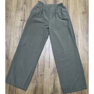 MABLE Pants Women’s Size Medium Wide Leg Pull-on Lined Green Pockets Stretch
